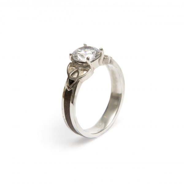 Silver Infinity Ring with Cubic Zirconia and Mahogany Wood | FREE Shipping - Image 3