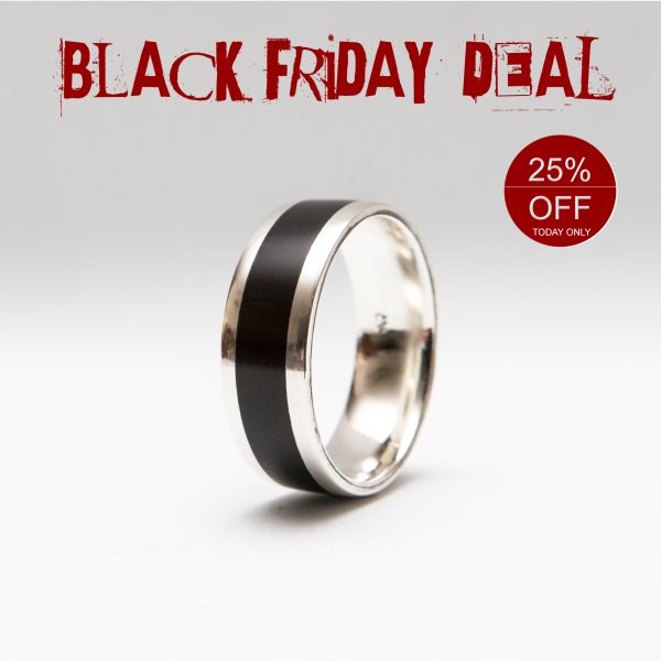 Epoxy Glassed Thick Dual Band Silver With African Black Wood | FREE SHIPPING - Image 3